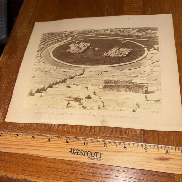 Vintage Epidauros Theatre Orchestra Ruins Mounted Photo Polycleitos the Younger - Picture 1 of 3